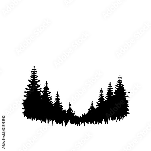 Silhouette Forest of Evergreen Trees Design