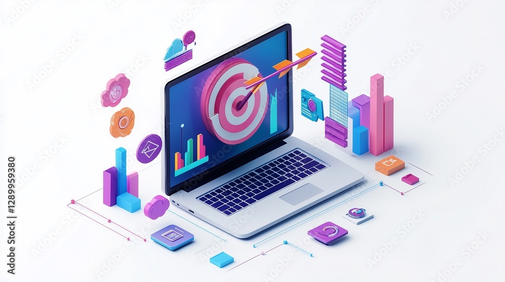 Digital Business Strategy Target Achievement Laptop Marketing Technology Digital Business Strategy Target Achievement Laptop Marketing Technology