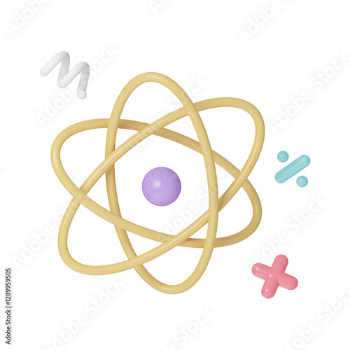 tomic Model and Science Education Education 3d icons, Back to school ,3d rendering illustration.