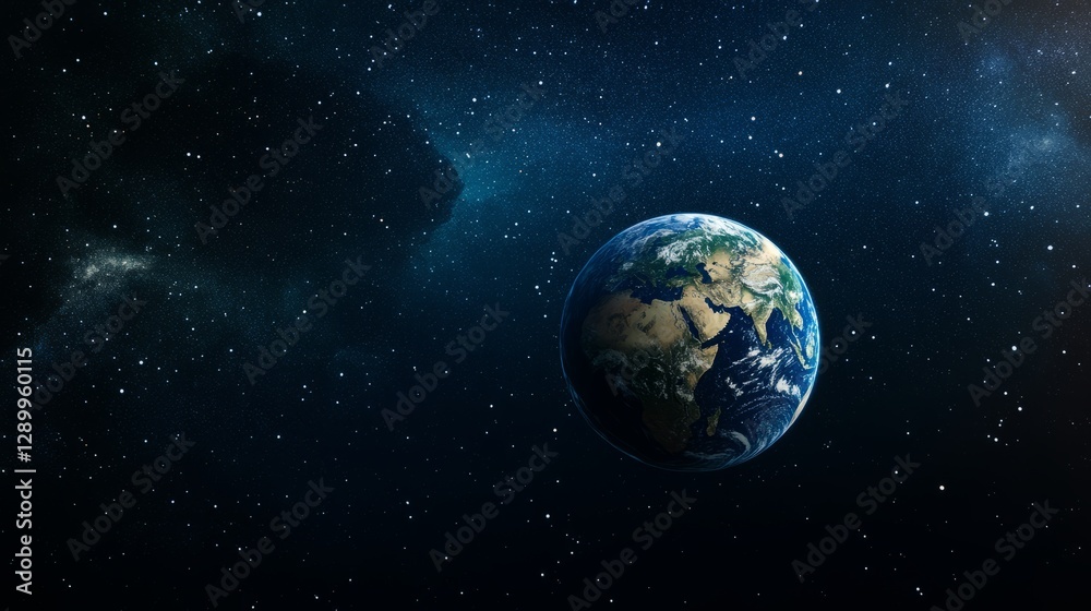 Fototapeta premium Earth globe in a dark, starry space, simple and abstract representation