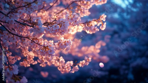Soft Evening Light on Sakura Tree