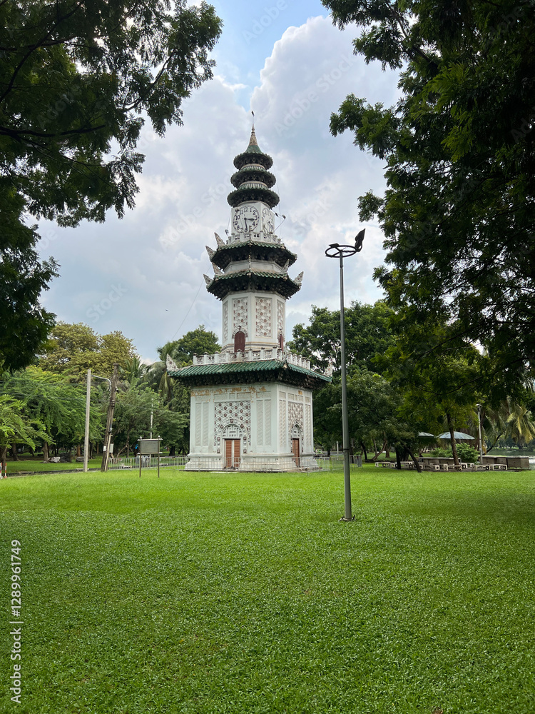 Chinese Clock Tower in Lumphini Park, Bangkok