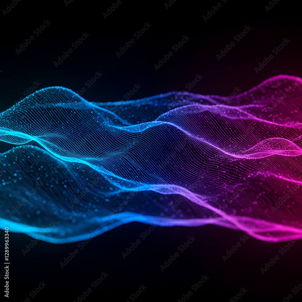 Fototapeta premium Abstract neon wave patterns in purple and blue