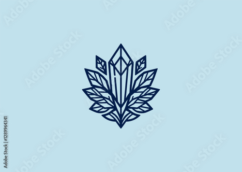 A leaf with a faceted, crystalline structure, blending nature with brilliance and strength