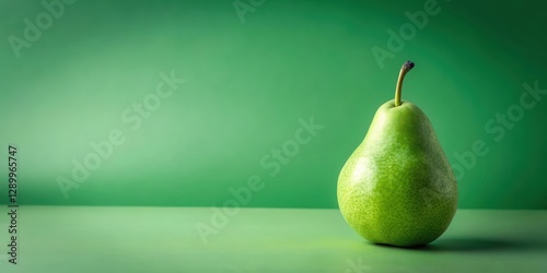 Green pear isolated on a matching green background, green fruit, green background, green fruit