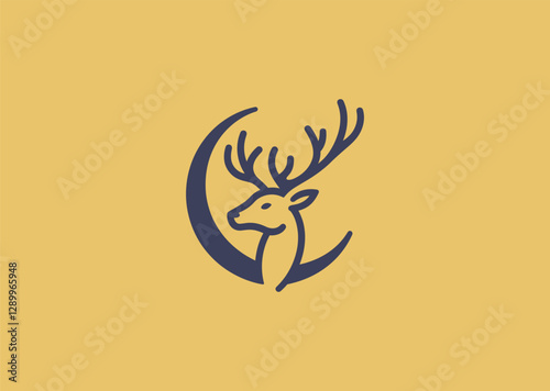 A noble stag standing beside a glowing crescent moon, embodying grace and mysticism