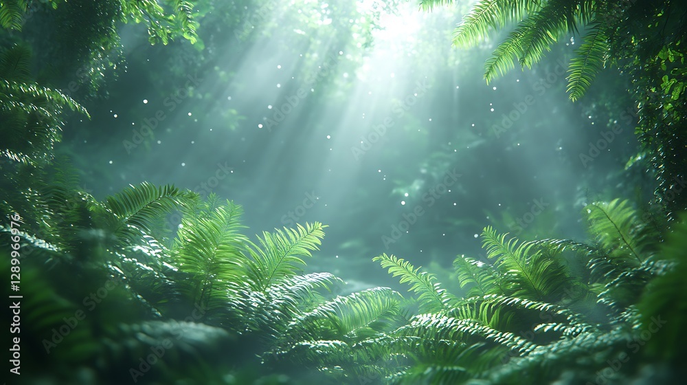 Wild tropical paradise filled with ferns high resolution picture