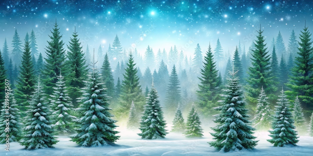 Dense evergreen branch network forms a seamless backdrop for a winter wonderland scene , evergreen Dense evergreen branch network forms a seamless backdrop for a winter wonderland scene , evergreen