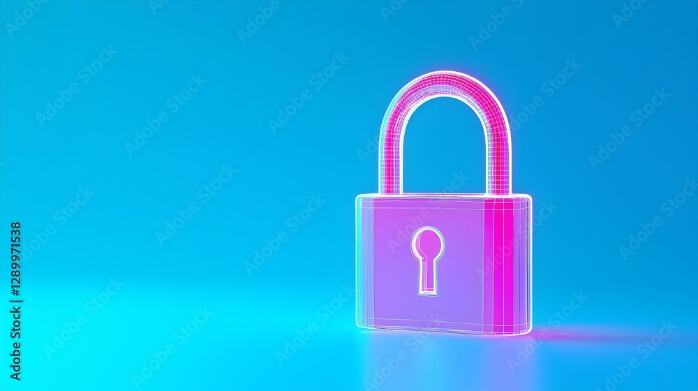 Digital polygonal open padlock hologram, representing security and innovation in technology, highlighting modern digital protection concepts. Digital polygonal open padlock hologram, representing security and innovation in technology, highlighting modern digital protection concepts.