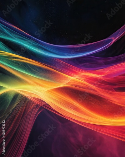 Abstract Cosmic Waves Flowing Energy Spectrum with Starry Sky Background.