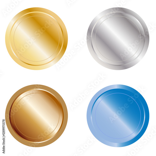 金銀銅プラチナ（青銅）の中身のない円形のメダルのセット　丸いフレームセット