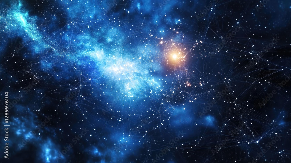 Naklejka premium Cosmic web linking distant galaxies, revealing the universe's intricate connections.