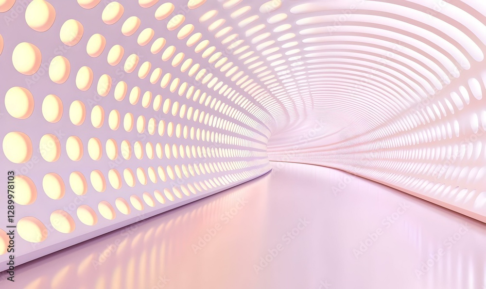 Naklejka premium Sleek Urban Interior, contemporary wall design, reflective flooring, minimalist aesthetic, light-infused space, modern architecture elegance