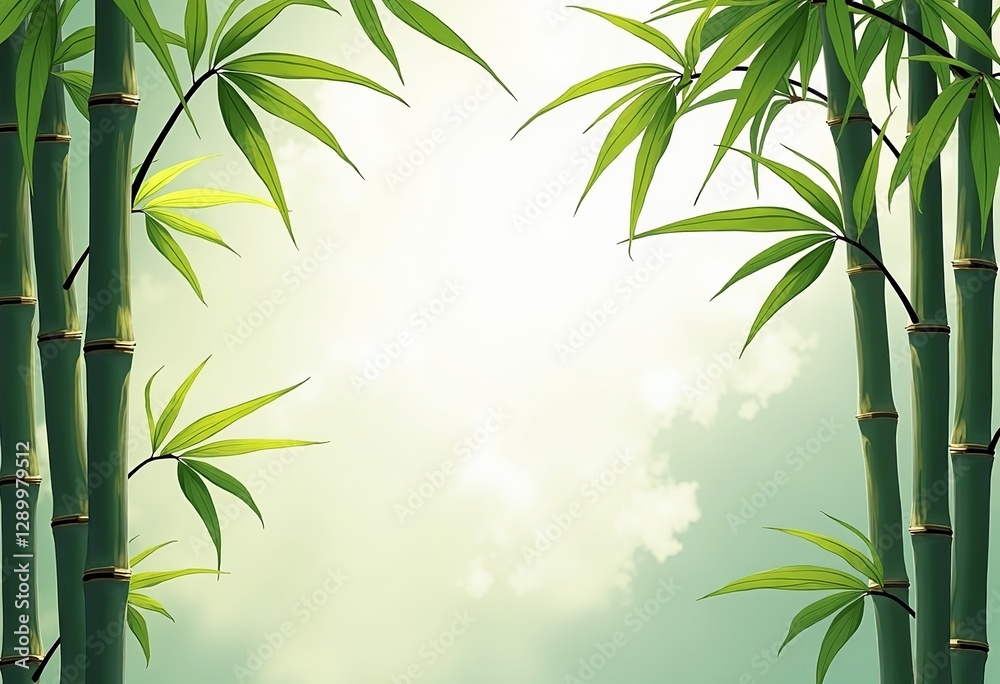 Fototapeta premium Transparent Bamboo Mockup: High-Resolution Background Material for Graphic Design & Product Visualization - Realistic Bamboo Stems on Clear Backdrop.