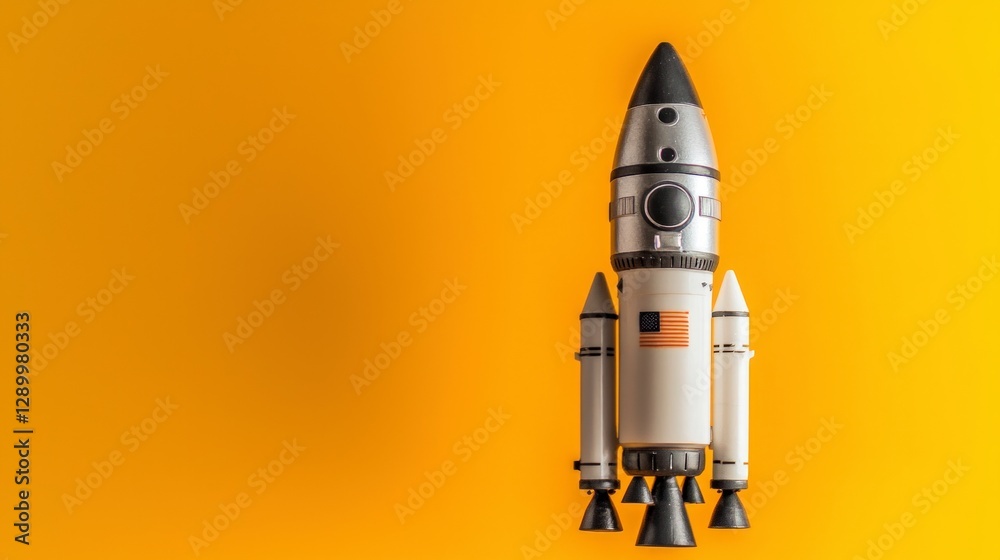 Space Rocket Launch Yellow Background American Flag Spacecraft Innovation Technology Space Rocket Launch Yellow Background American Flag Spacecraft Innovation Technology