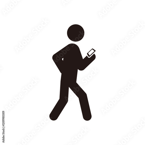 歩きスマホをする人のピクトグラムアイコン