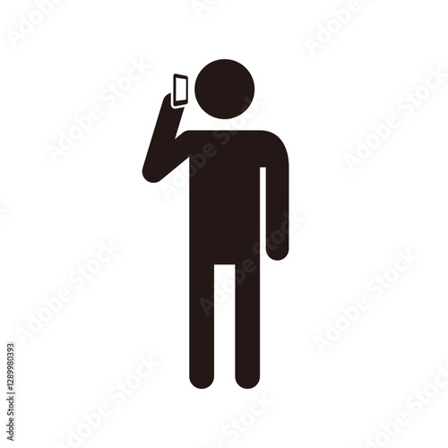 スマートフォンで通話をする人のピクトグラムアイコン