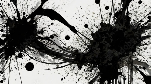Black Ink Splatter Vector with Ink Splashes Grunge Style on White Background