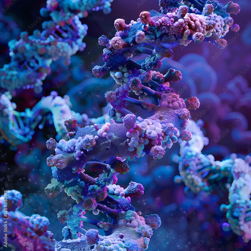 Obraz premium Visualizing the Microcosmic Process of Evolution - RNA Sequences Changing over Time