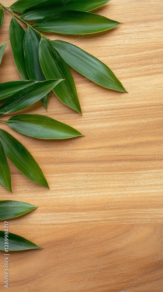 Elevate your designs with this captivating image featuring lush green leaves elegantly arranged on a warm, natural wooden surface Perfect for adding a touch of organic beauty to your website Elevate your designs with this captivating image featuring lush green leaves elegantly arranged on a warm, natural wooden surface Perfect for adding a touch of organic beauty to your website