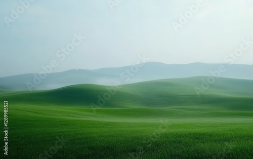 Serene Green Hills of Tuscany Under a Misty Sky