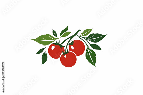 Fresh Tomatoes on the Vine, A Vibrant and Minimalist Vector Illustration