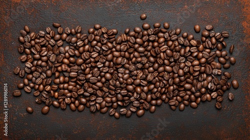 Close-up of roasted coffee beans on textured surface photo