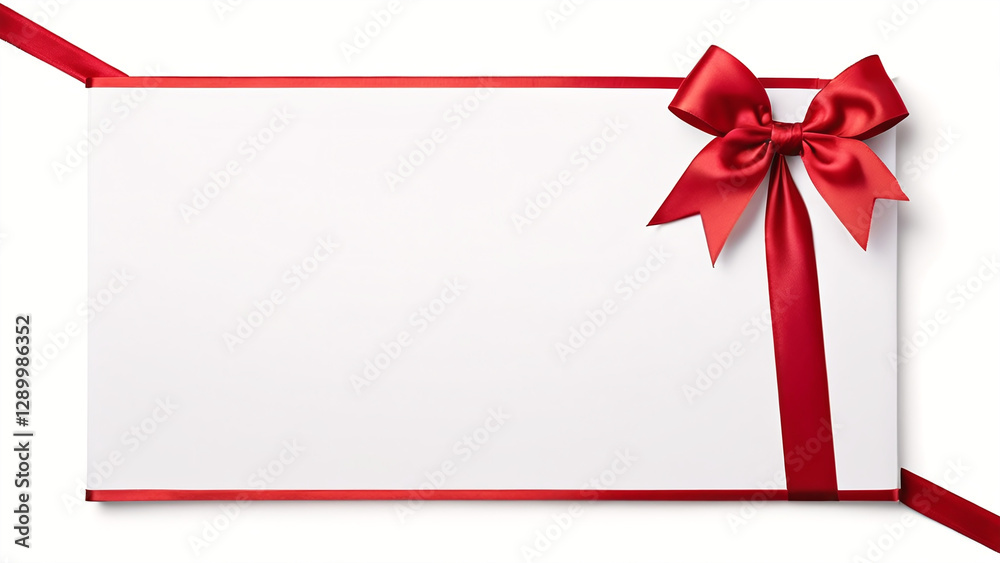 Elegant Red Ribbon Bow on White Gift Card Elegant Red Ribbon Bow on White Gift Card