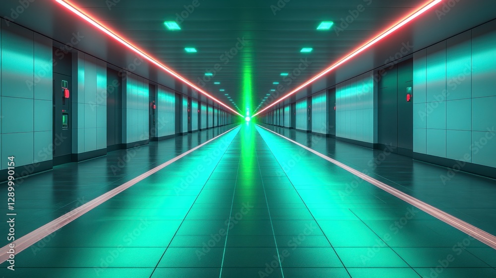 Futuristic Neon Corridor Perspective Futuristic Neon Corridor Perspective