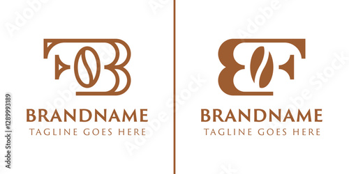 Letters FB or BF Coffee Bean Logo, for coffee shops, roasters, or brands in the beverage