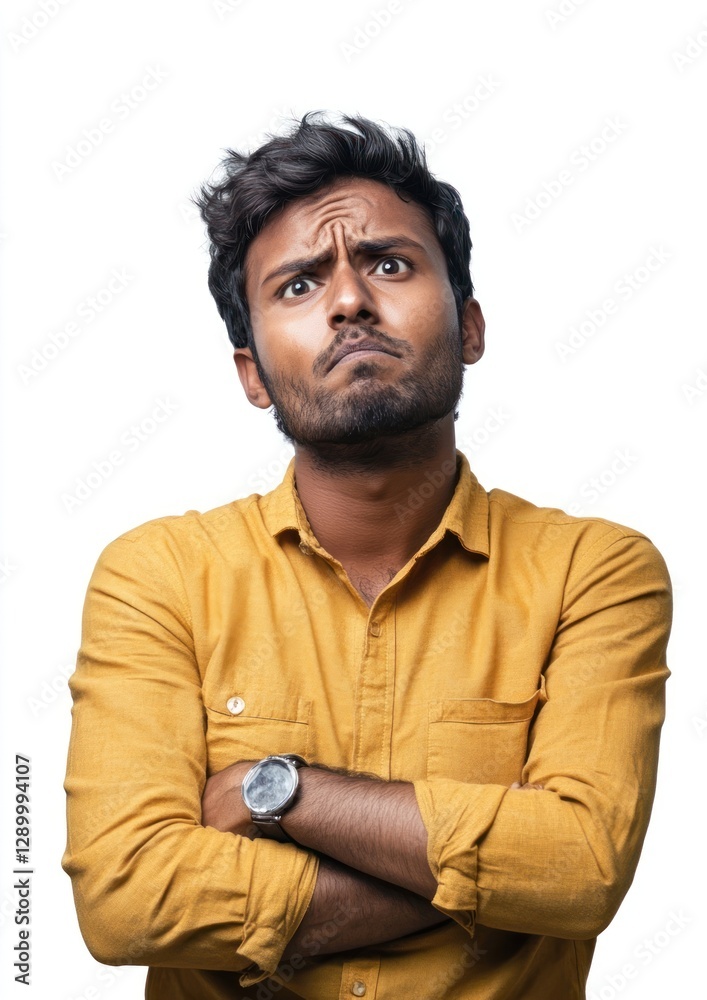Obraz premium Indian man sigh wristwatch portrait isolated.