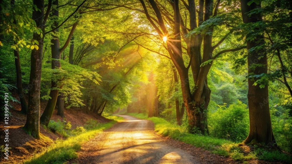 Obraz premium Warm sunlight filters through leafy branches