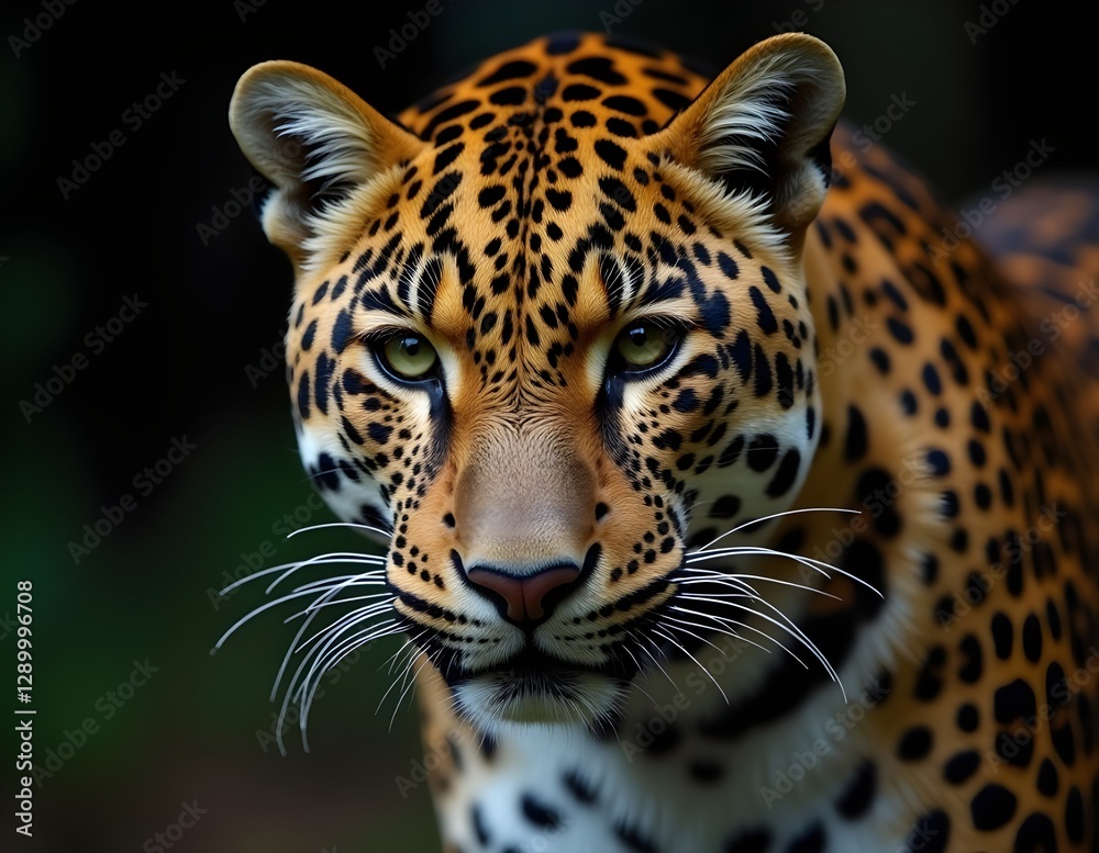 Obraz premium The Star Tiger whose skin is filled with round patterns and contrasting colors, its mysterious nature, every step is agile, reflecting strength and elegance in one body
