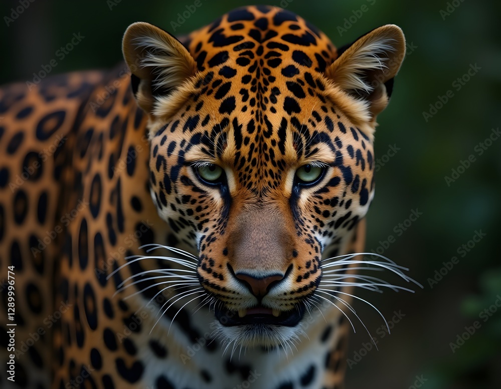 Fototapeta premium The Star Tiger whose skin is filled with round patterns and contrasting colors, its mysterious nature, every step is agile, reflecting strength and elegance in one body