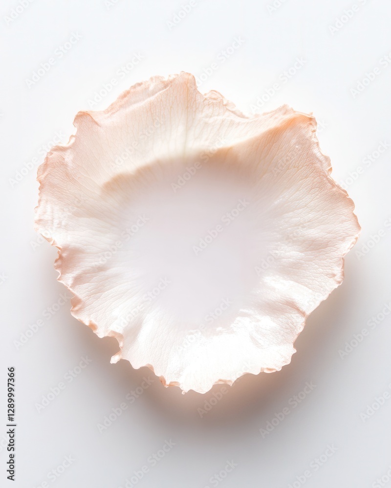 Delicate Light Pink Rose Petal Isolated on White Background, Minimalist Floral Design. Delicate Light Pink Rose Petal Isolated on White Background, Minimalist Floral Design.