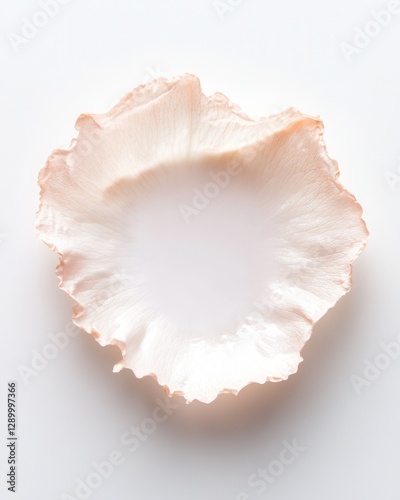 Delicate Light Pink Rose Petal Isolated on White Background, Minimalist Floral Design.