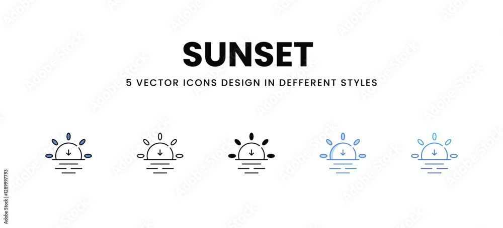 Sunset vector icons set stock illustration Sunset vector icons set stock illustration
