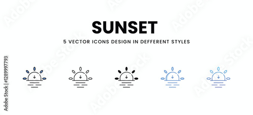 Sunset  vector icons set stock illustration