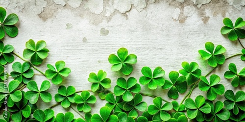 White canvas, elegant shamrock border frames urban exploration photography; a springy St. Patrick's Day background.