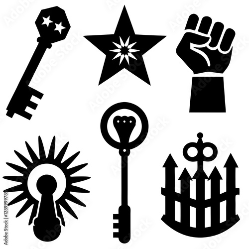 set of  silhouette Liberation Day Symbols vector illustration