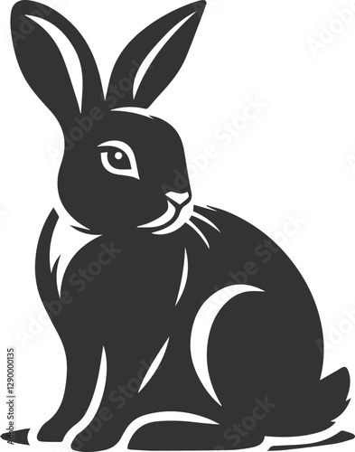 Rabbit looking over its shoulder vector animal silhouette