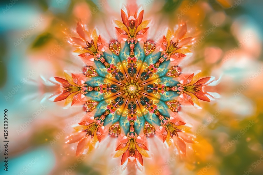 Vibrant Abstract Floral Kaleidoscope Red, Orange, and Teal Geometric Pattern Vibrant Abstract Floral Kaleidoscope Red, Orange, and Teal Geometric Pattern