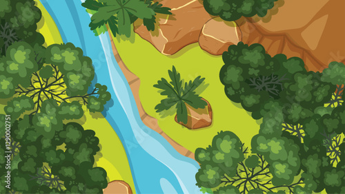 Aerial View of Lush River Landscape