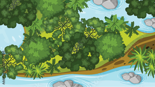 Lush Forest and River Landscape