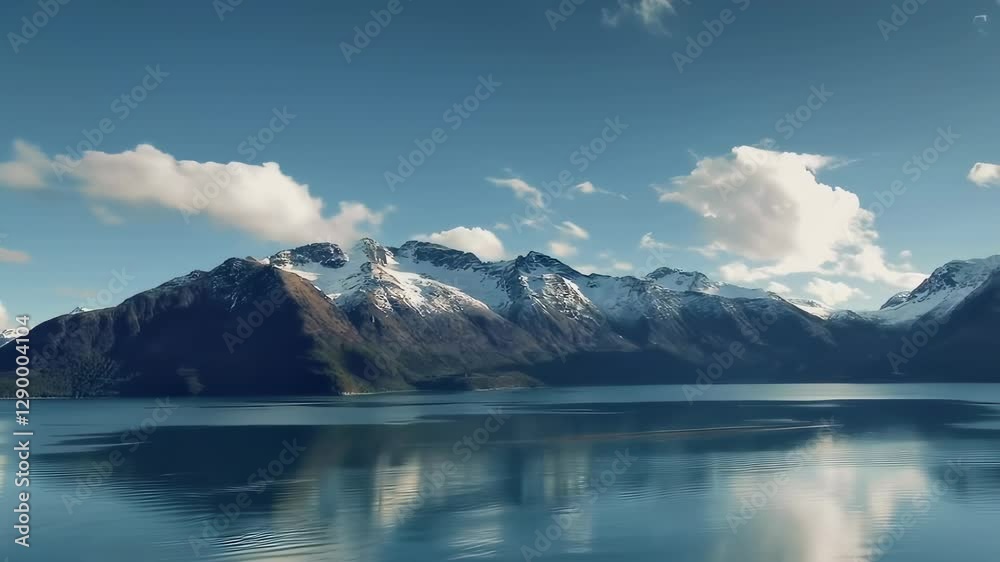 A breathtaking view of snow-capped mountains reflecting on a tranquil lake under a clear blue sky, creating a peaceful natural scene. A breathtaking view of snow-capped mountains reflecting on a tranquil lake under a clear blue sky, creating a peaceful natural scene.