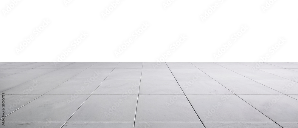 Fototapeta premium Isolated Grey Concrete Tile Floor on Transparent Background Cutout with Smooth and Realistic Texture