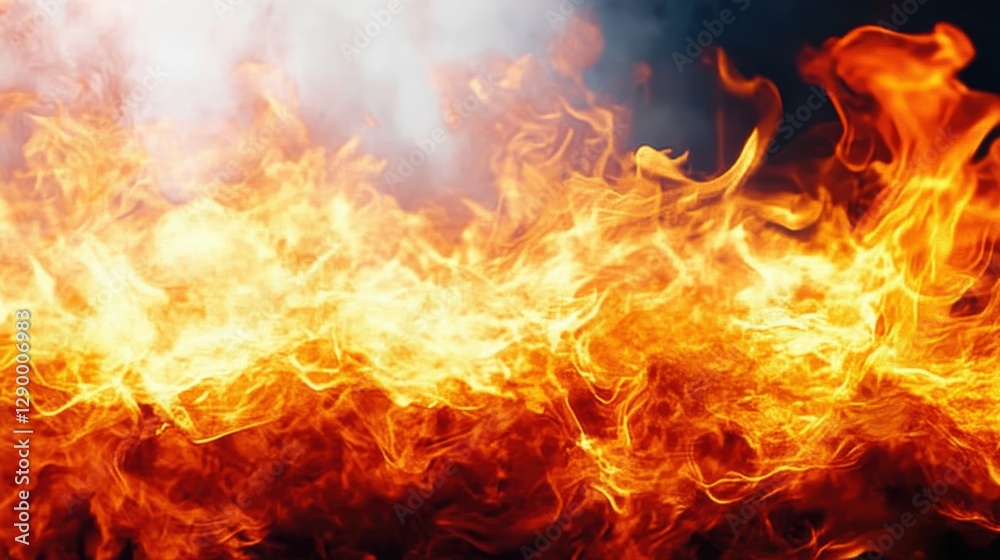 Bright and dynamic fire flames on white background. Bright and dynamic fire flames on white background.
