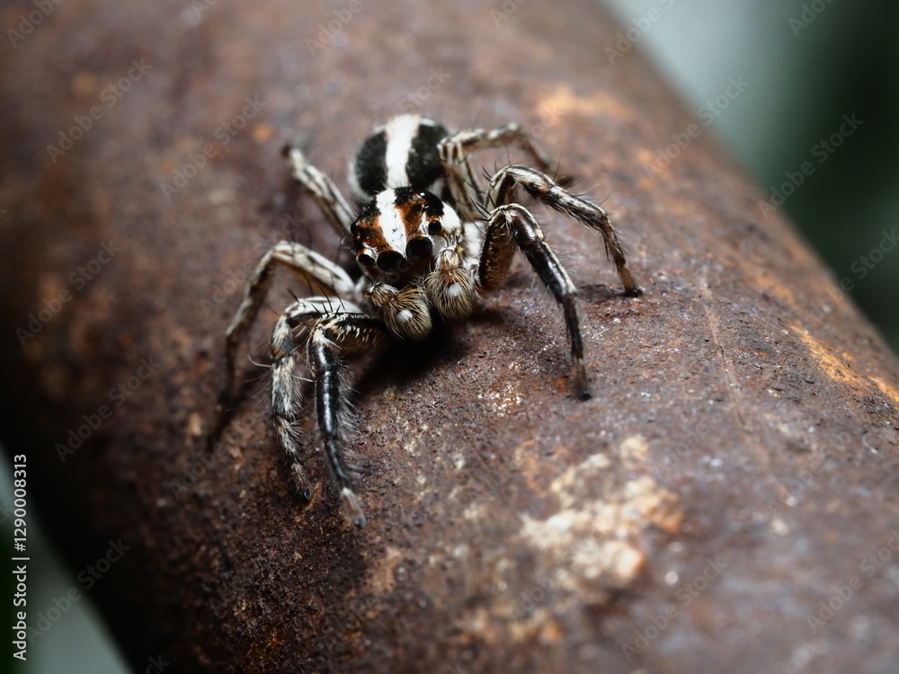 Obraz premium closeup of small jumping spider on tree