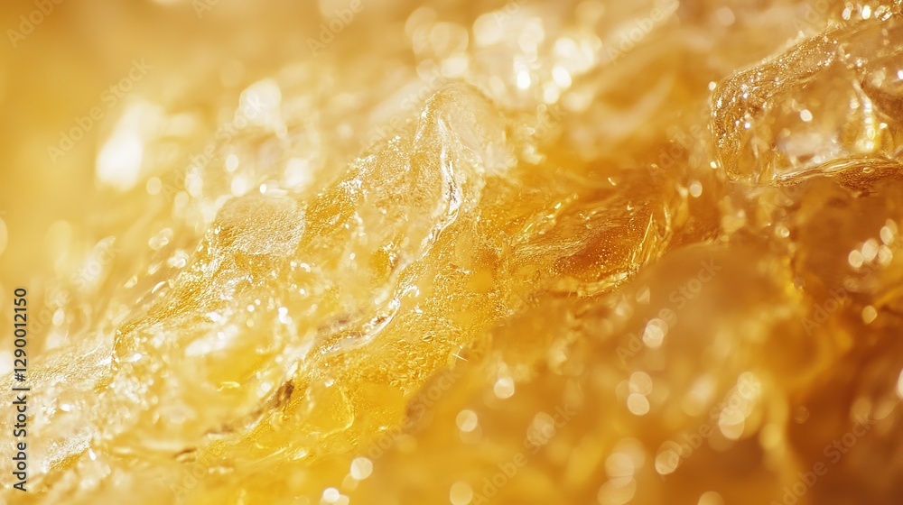 Detailed Macro View Of Golden Amber Crystallized Surfaces Displaying Texture Detailed Macro View Of Golden Amber Crystallized Surfaces Displaying Texture
