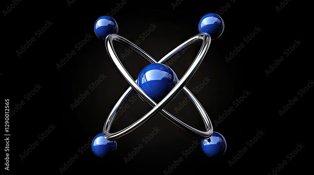 Atom model, science, electrons, orbits, dark background, educational Atom model, science, electrons, orbits, dark background, educational